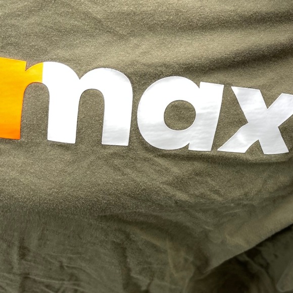 Nike Air Max T Shirt Mens XL Olive Green Orange White Logo Athletic Cut Tee - Picture 4 of 5